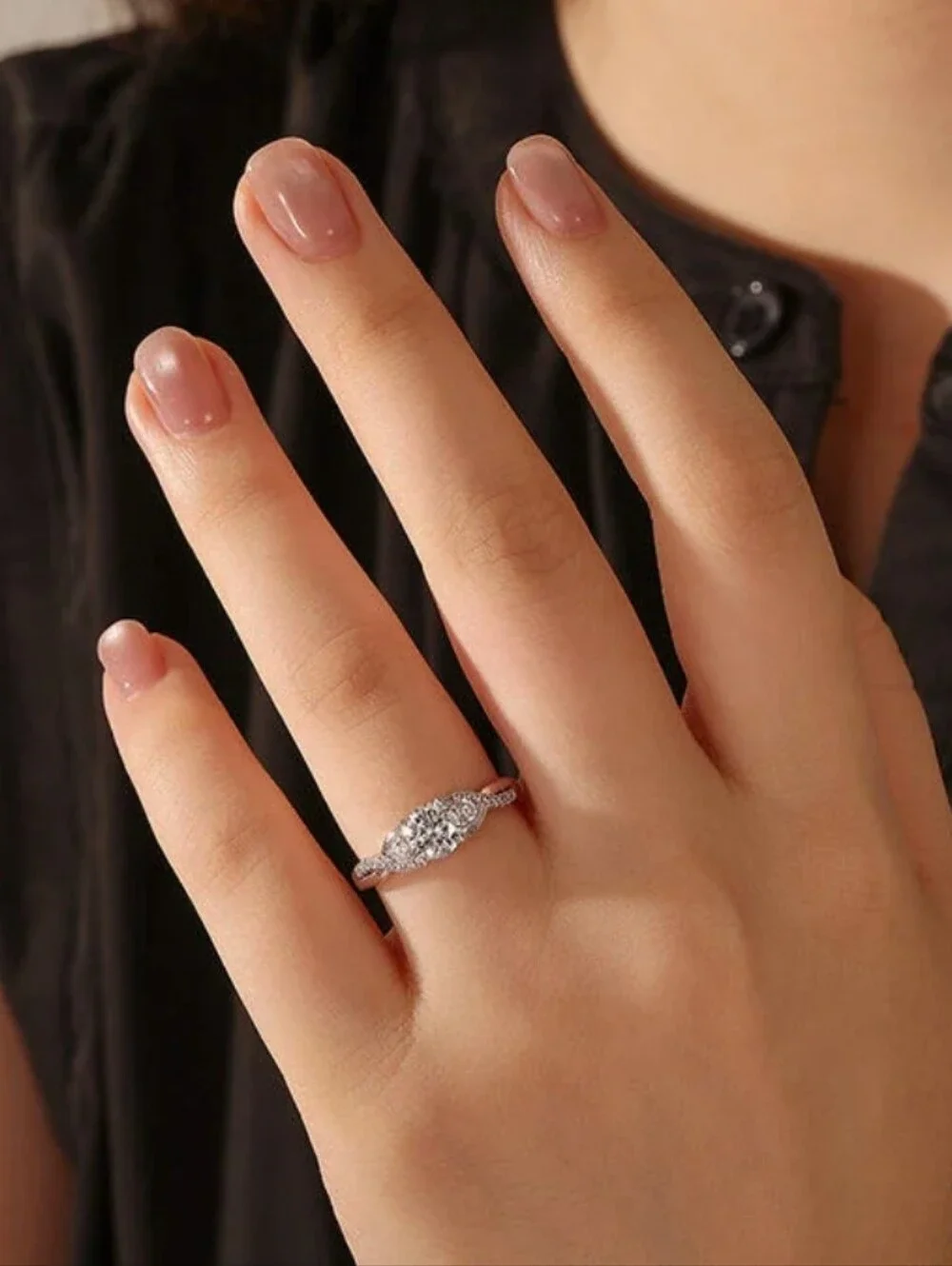 925 Jeulia Classic Twist Custom Round Three Stone Ring & Eternity Wedding Band
